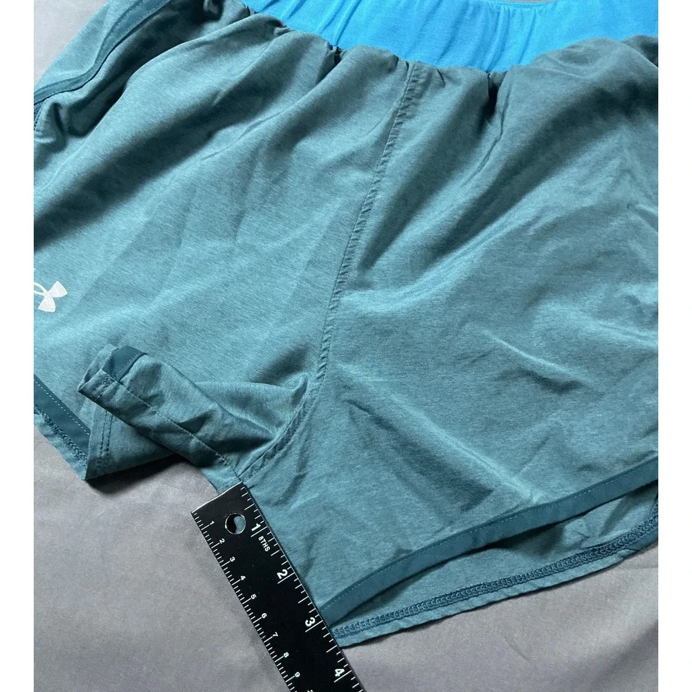 Under Armour Womens Fly By HeatGear Running Shorts Teal Blue Small Loose Fit